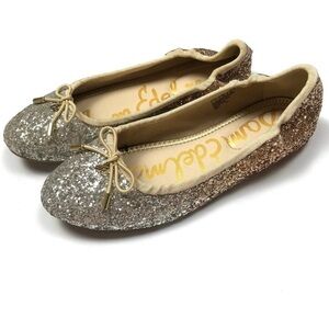 Sam Edelman Felicia Gradient Silver/Gold Girls Ballet Flat size 13